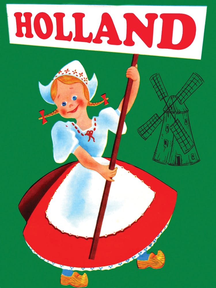 Holland, Mädchen in Tracht, Vintage-Reiseposter