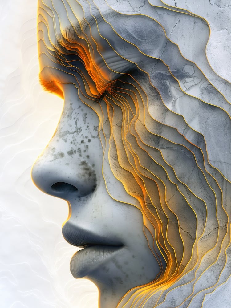 Abstract Of A Woman'S Face Extraordinary femininity woven with threads of gold 4