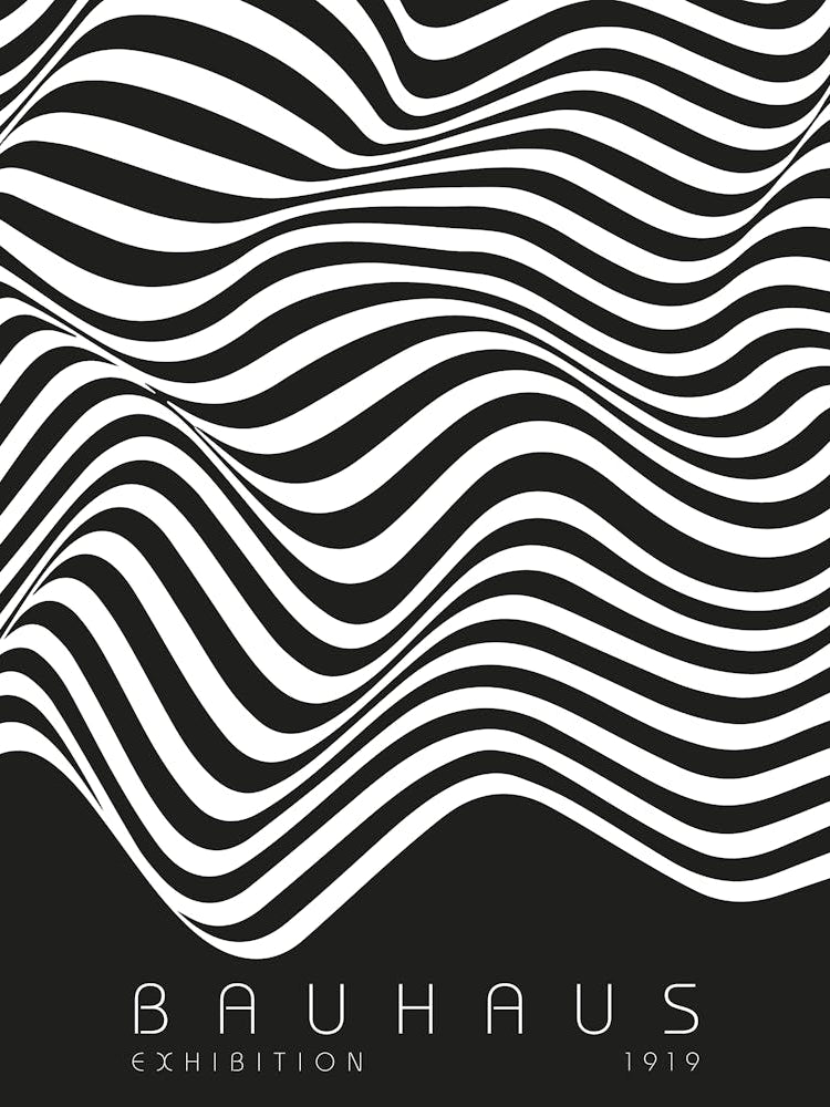 Bauhaus Exhibition 1919 - Bauhaus Exhibition Poster - Op Art Black and White
