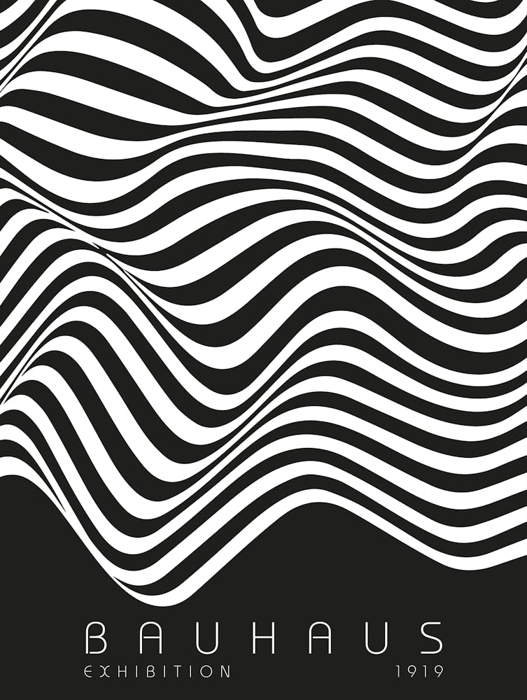 Bauhaus Exhibition 1919 - Bauhaus Exhibition Poster - Op Art Black and White