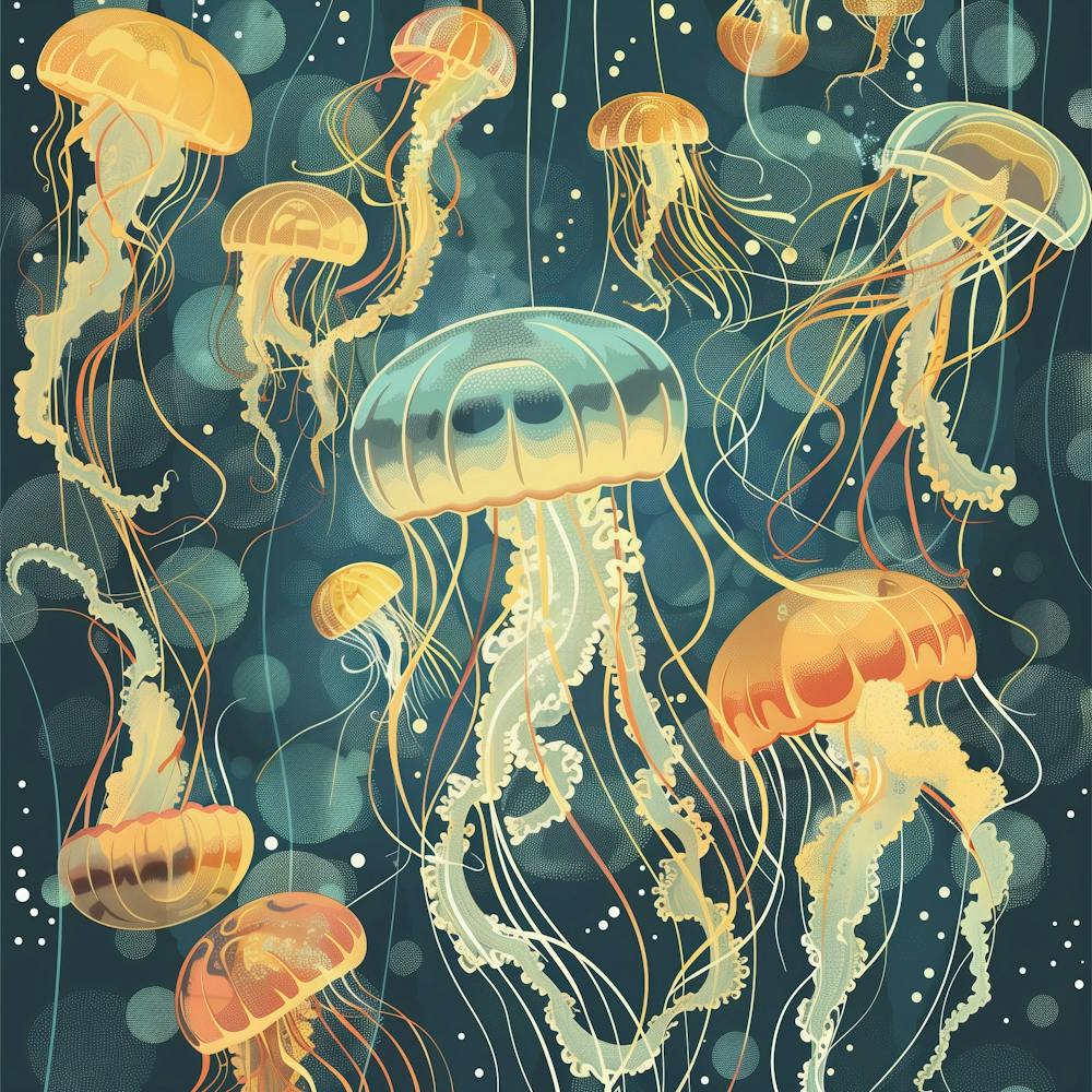 Group Of Jellyfish Underwater