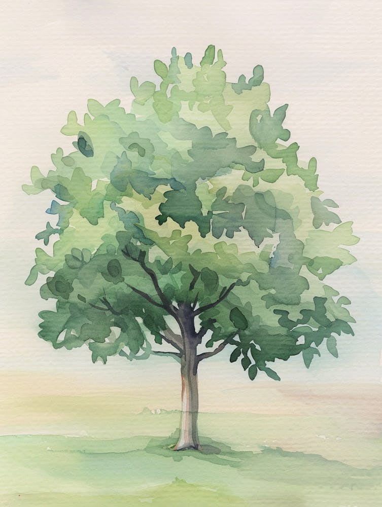 Apple Tree Atmospheric Watercolour Painting 1