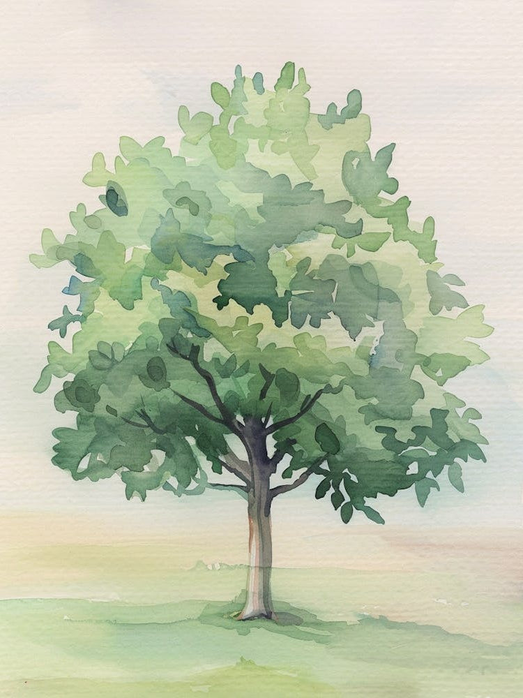 Apple Tree Atmospheric Watercolour Painting 1