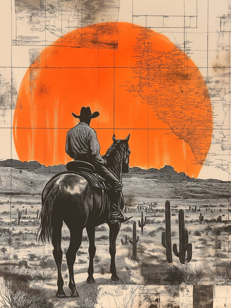 A Cowboy On Horseback In The Desert 1