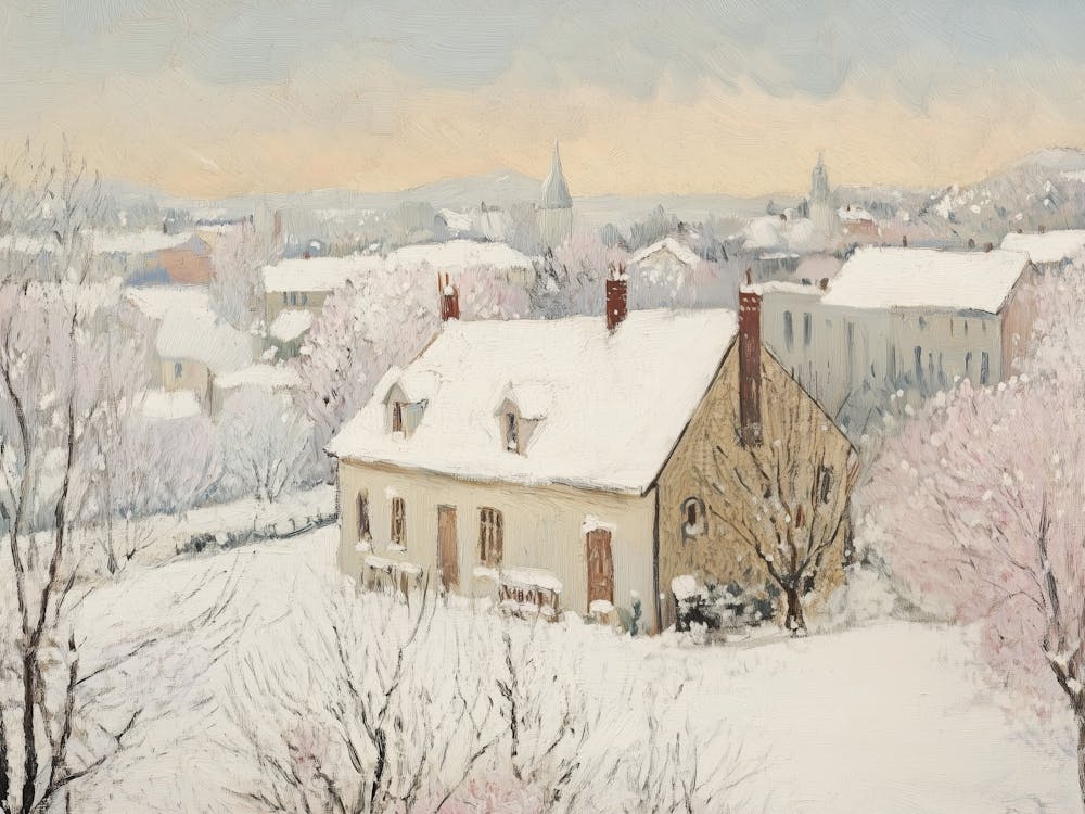 Snow-Covered Village In Winter