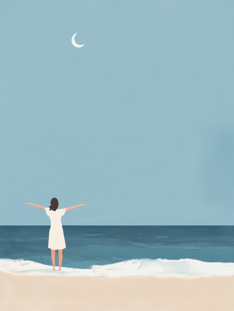 Woman Standing On The Beach