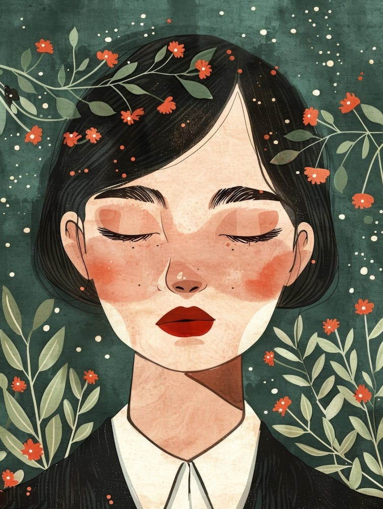 Asiatische Frau mit Blumen 2