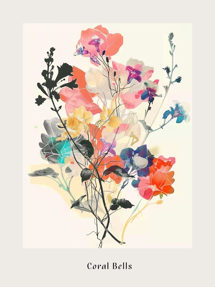 Coral Bells 1 Collage Flower Bouquet Poster