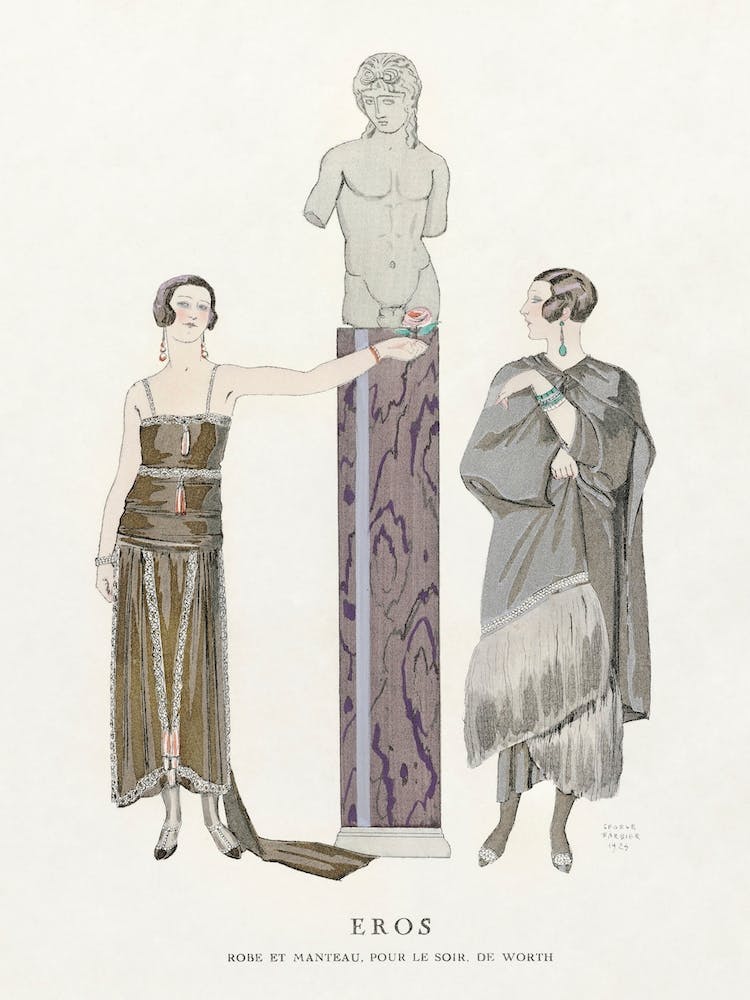 Eros Robe et manteau pour le soir, de Worth (1924), George Barbier
