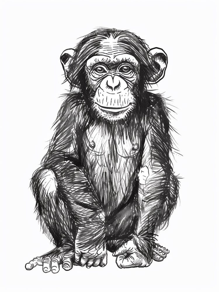 B&W Chimpanzee 2