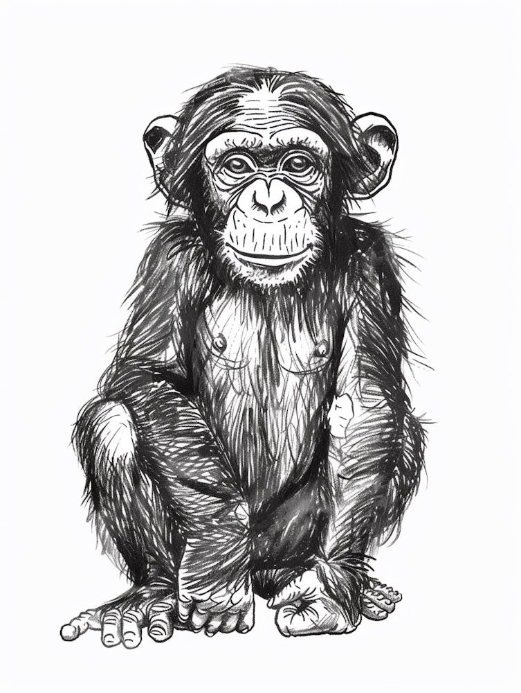 B&W Chimpanzee 2