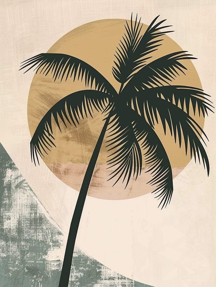 Palm Tree Minimal Japandi Illustration 2