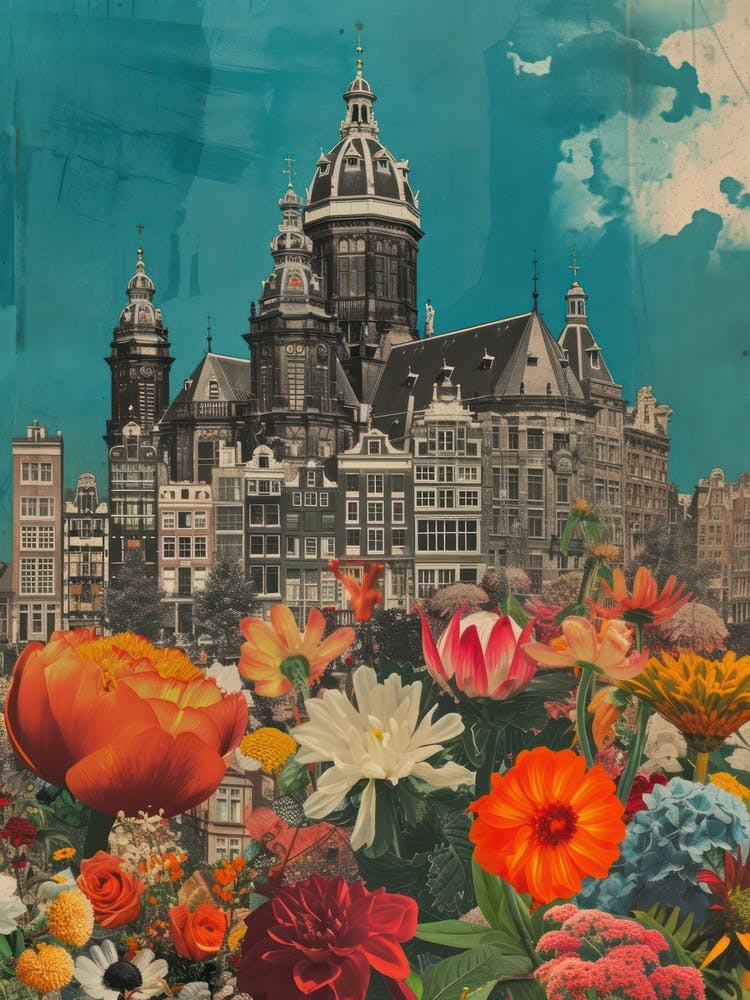 Amsterdam   Floral Retro Collage Style 3