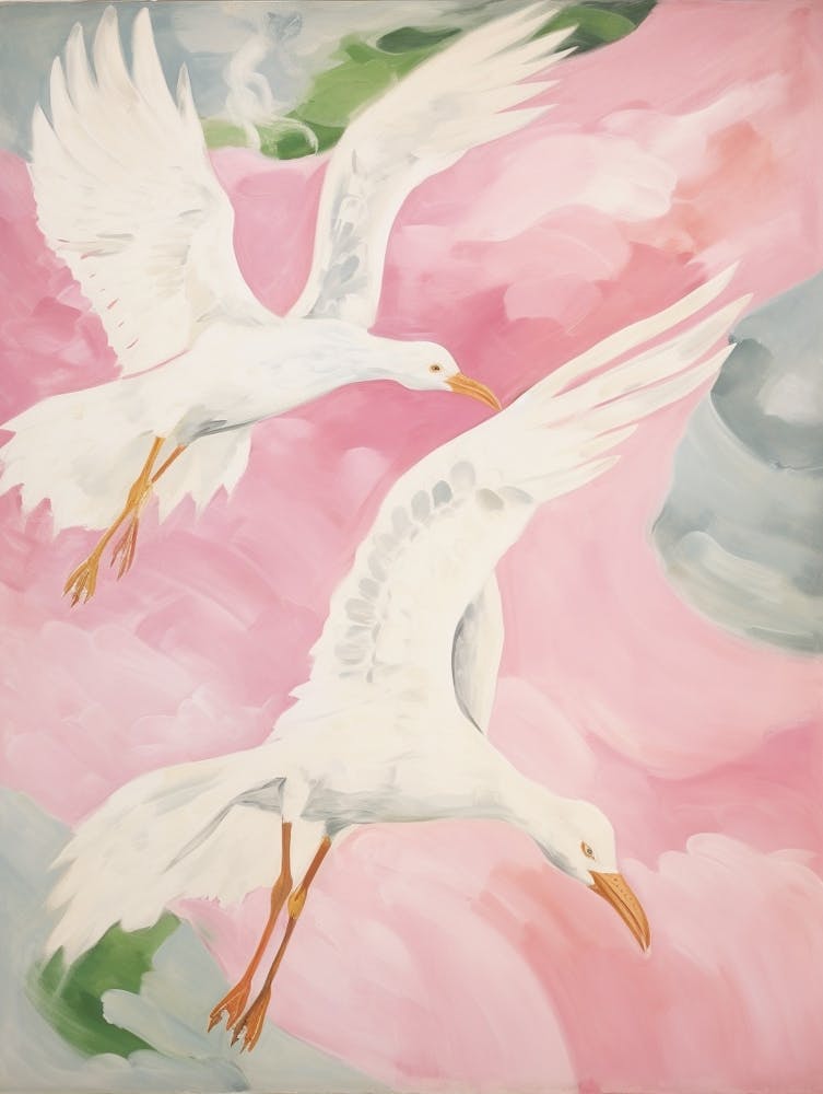 Pink Ethereal Bird Painting Albatross 2