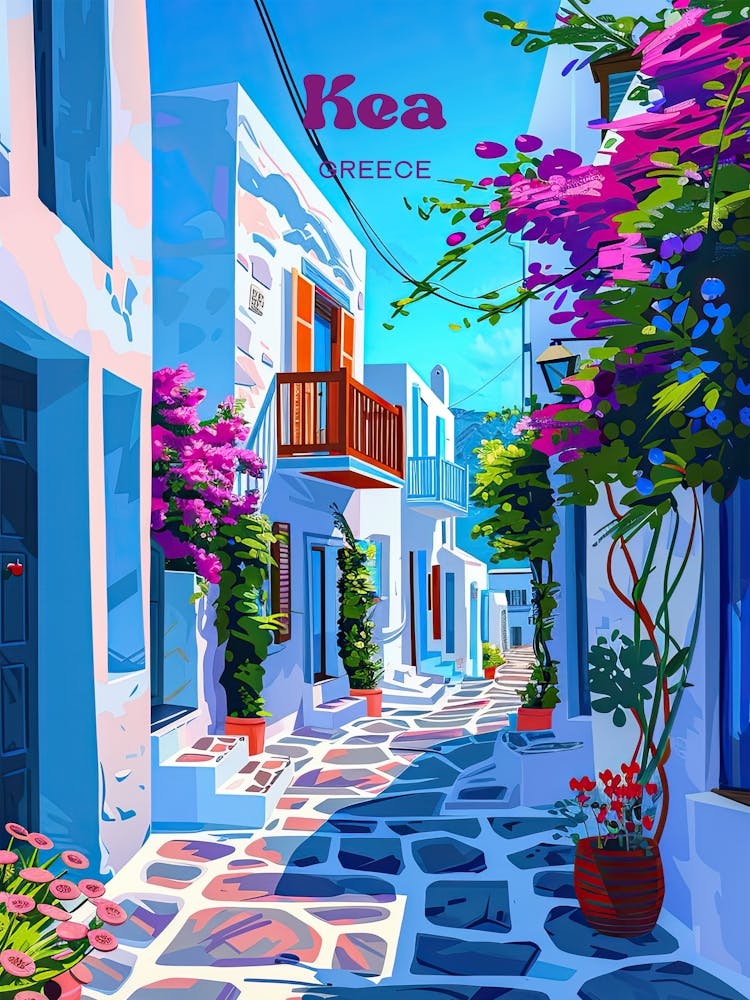 Kea Greece Lebendige Kunst Illustration