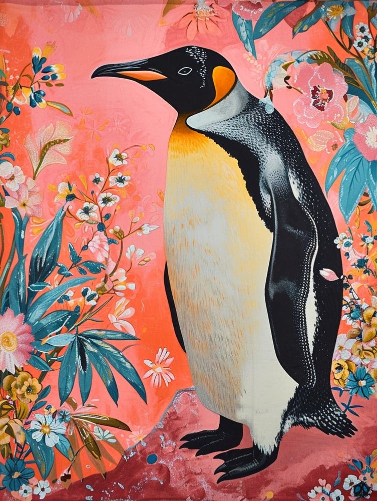Peinture Animale Florale Manchot Empereur 1