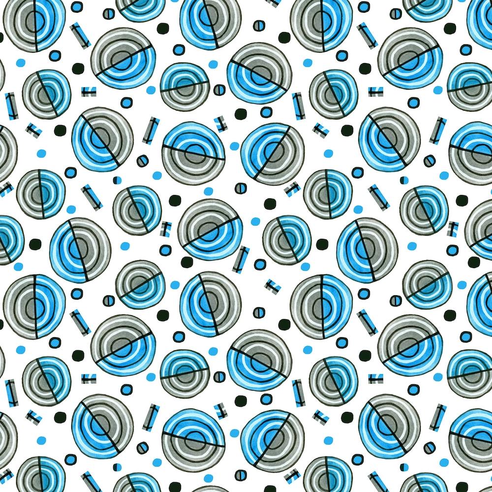 Blue Gray Circles Galore Pattern