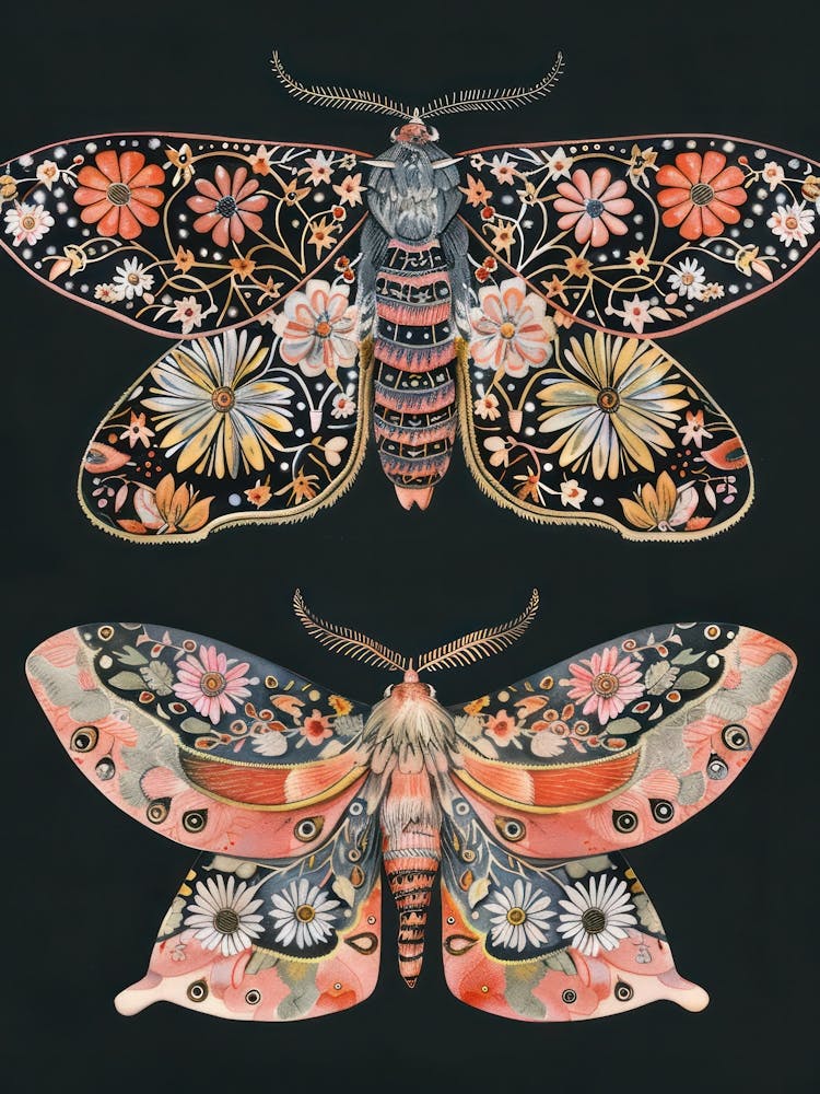 Nocturnal Butterfly William Morris Style 2