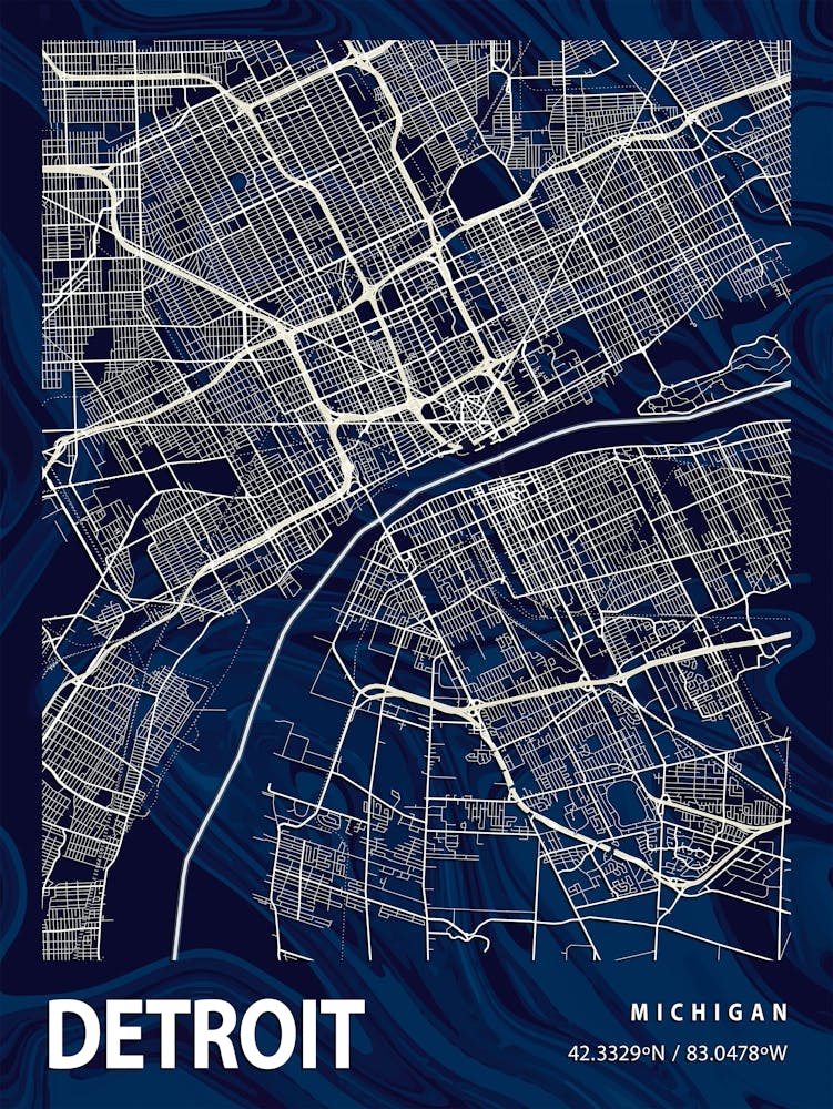 Detroit Crocus Marble Map