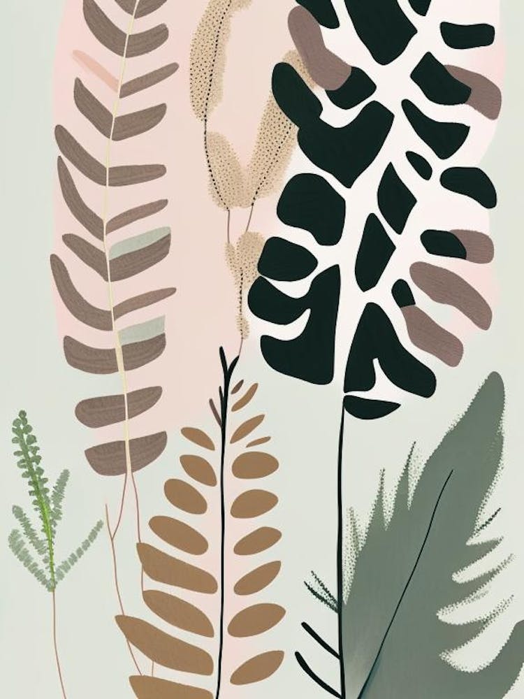 Sensitive Fern Wildflower Modern Muted Colours 1