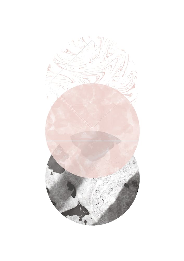 Three Pink & Black Marble Circles