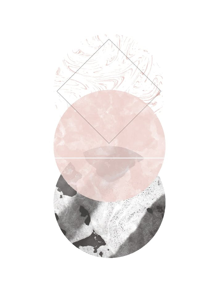 Three Pink & Black Marble Circles