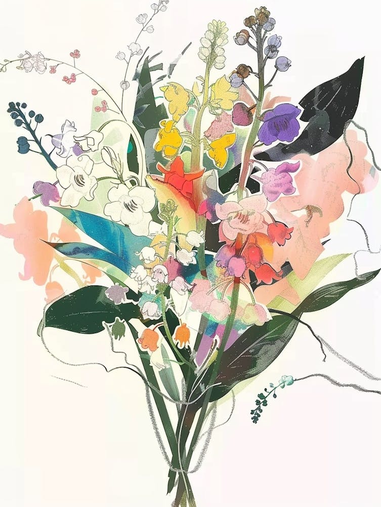 Maiglöckchen-Collage Blumenstrauß