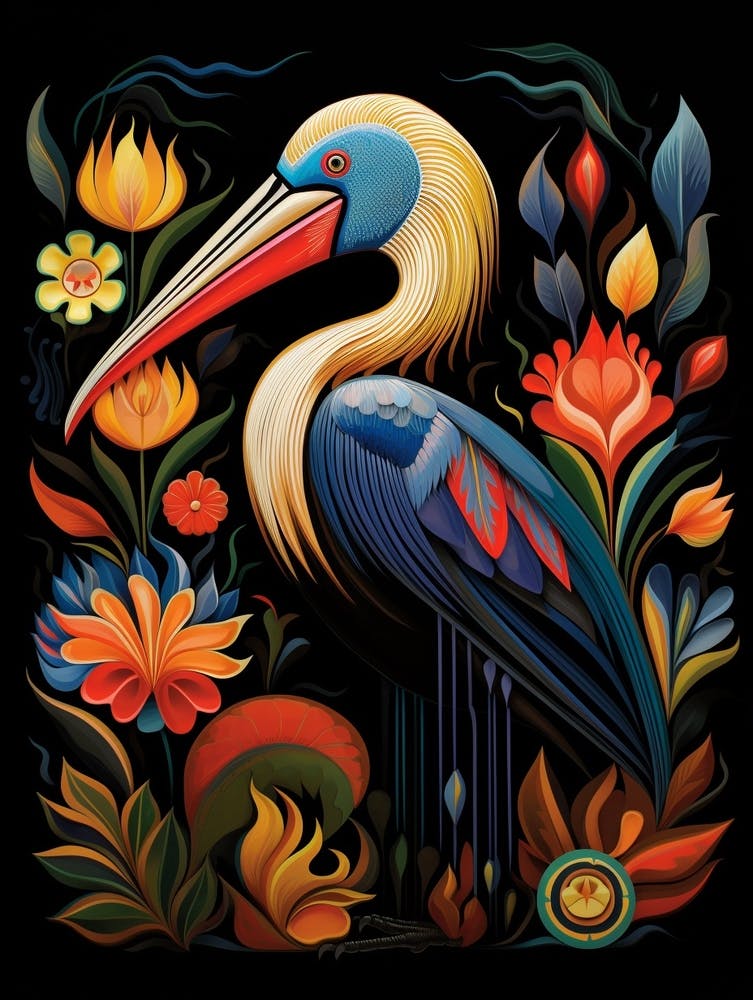 Folk Bird Illustration Brown Pelican 3