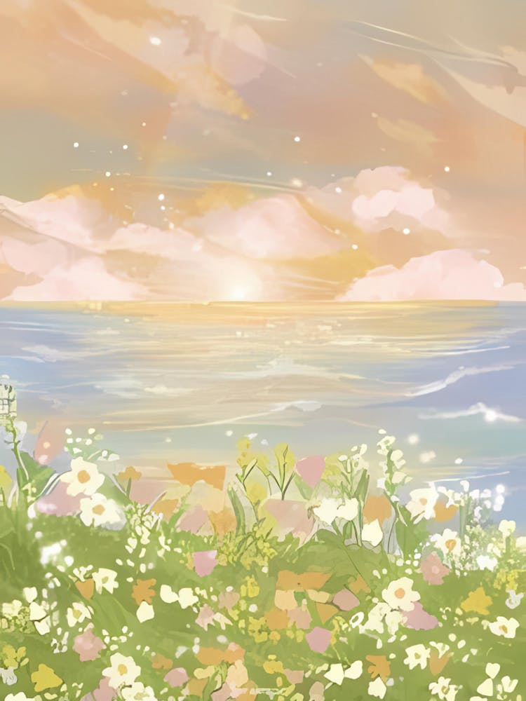 Fond de coucher de soleil avec des fleurs