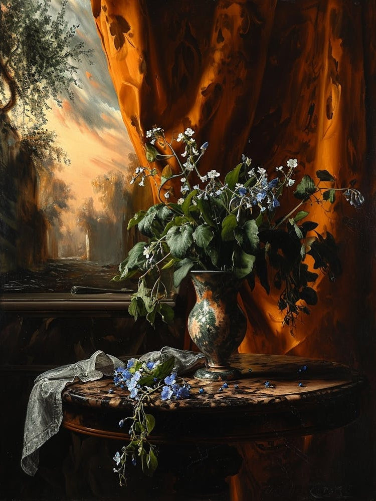 Baroque Floral Still Life Periwinkle 2