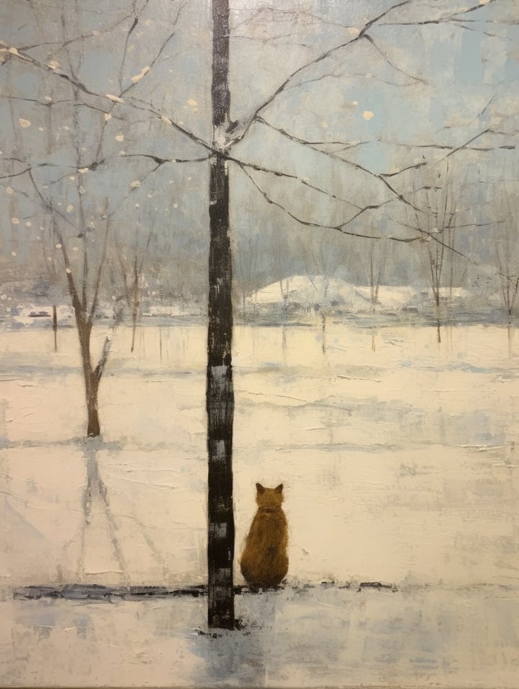 Peinture vintage d'animal d'hiver Renard 4