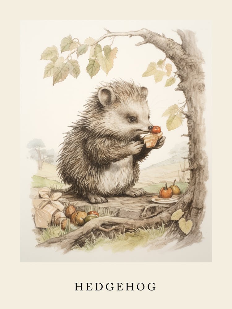 Beatrix Potter Inspired  Animal Watercolour Hedgehog 2