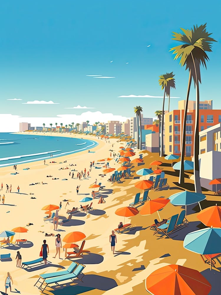 Venice Beach California, Usa, Graphic Illustration 3