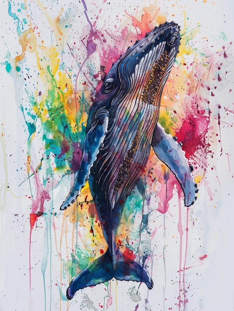 Humpback Whale Colourful Watercolour 4