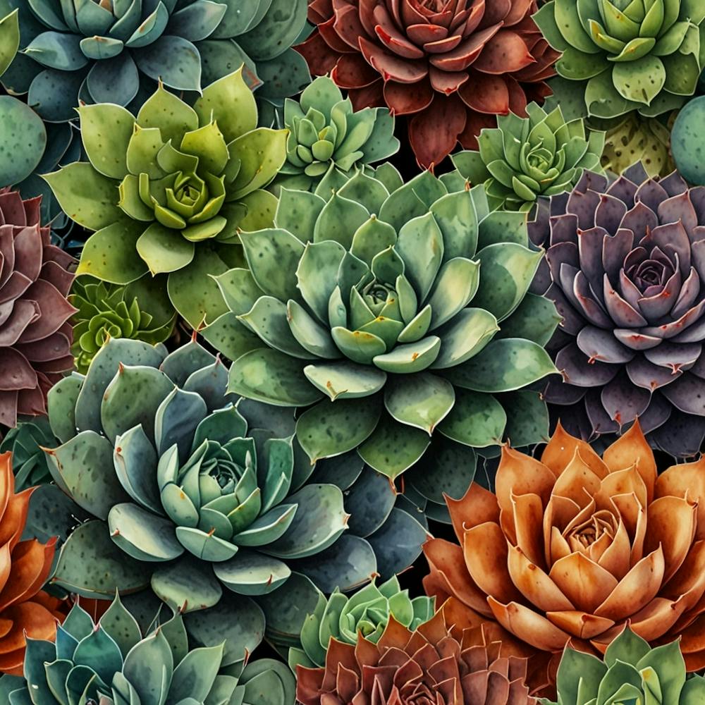 Succulents Seamless Pattern