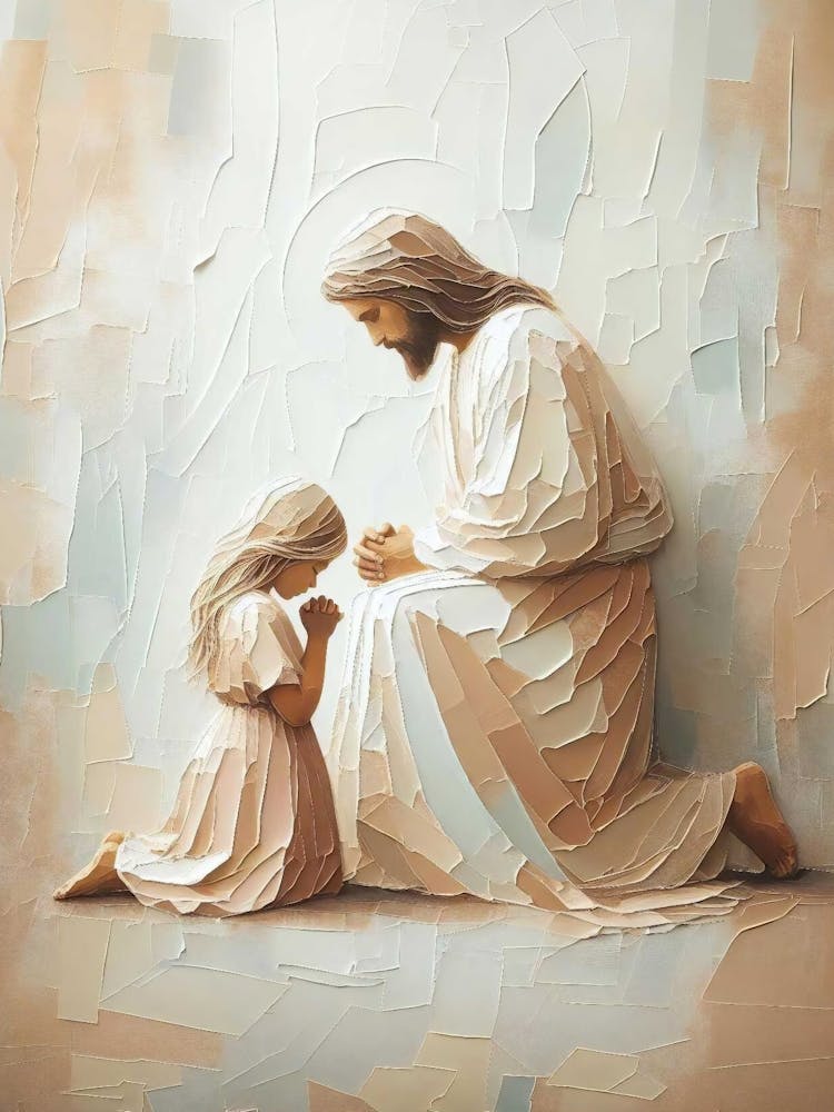 With You In Prayer Modern Christian Art, Jesus And Girl Art, Jesus Christ Painting, Digital Lds Art, Bible Art, Jesus Praying With Girl Art