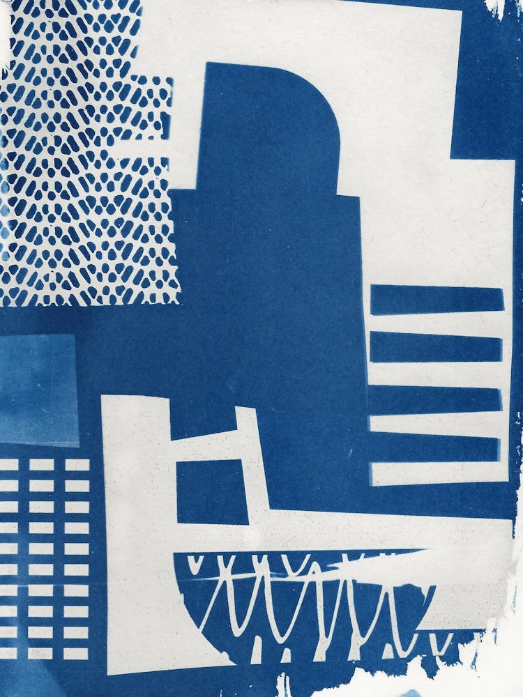 Geometric Abstract Cyanotype 1