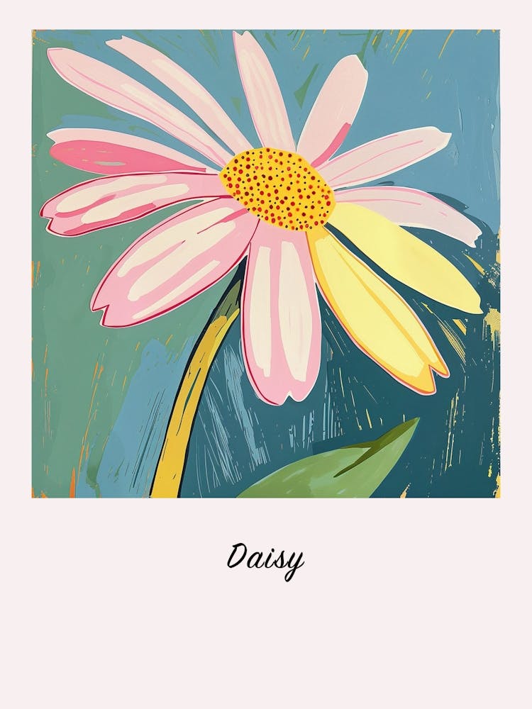 Daisy 1 Square Flower Illustration Poster