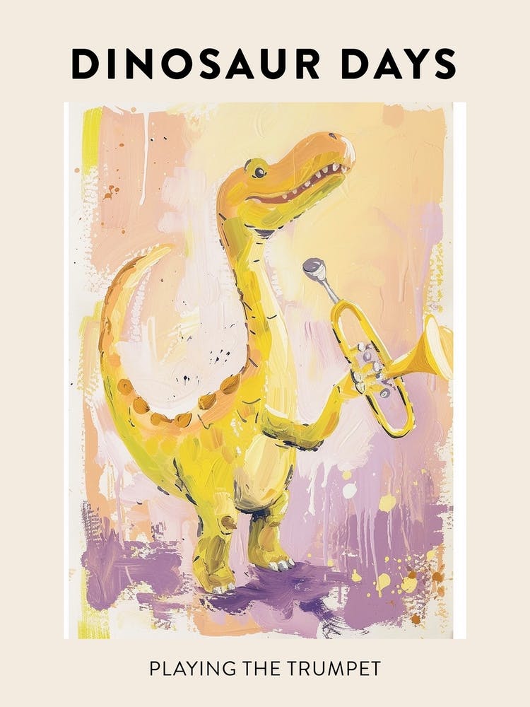 Dinosaur Playing The Trumpet Poster 3