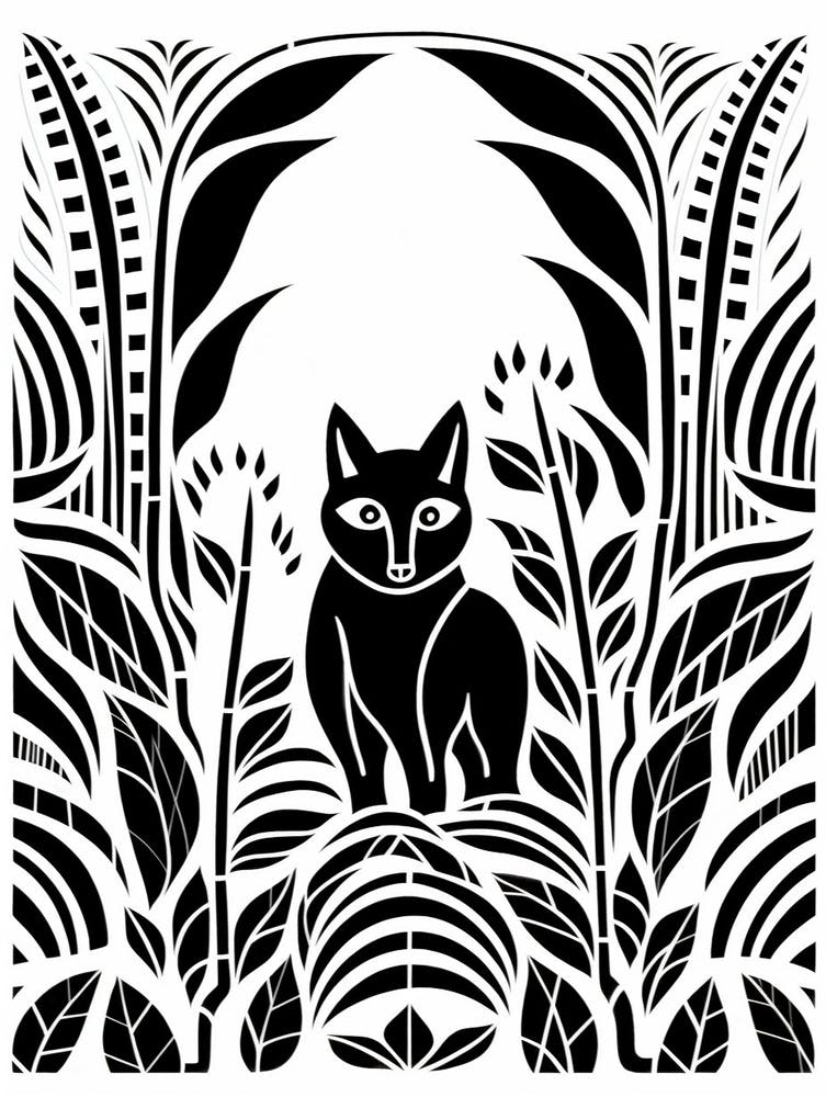 Linocut Fox Card Illustration 4