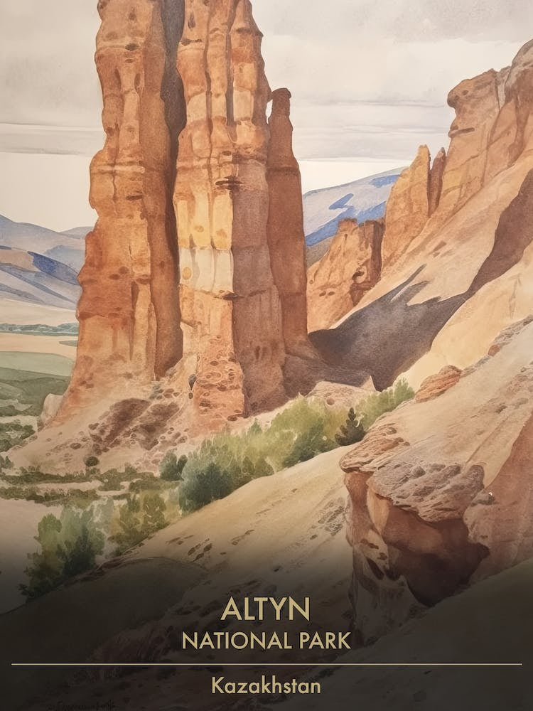 Altyn National Park Kazakhstan Watercolour 3