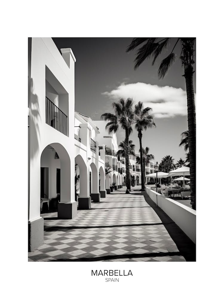 Poster Of Marbella, Spain, Black And White Analogue Photography 3
