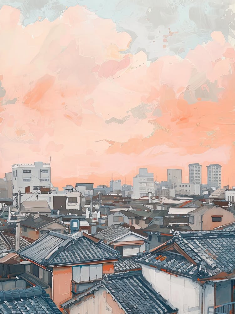 Osaka Rooftops Morning Skyline 3