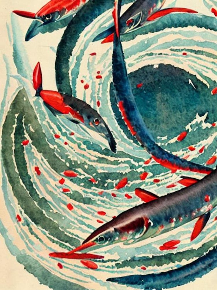 Krill Antarctique Aquarelle Graphique Vintage