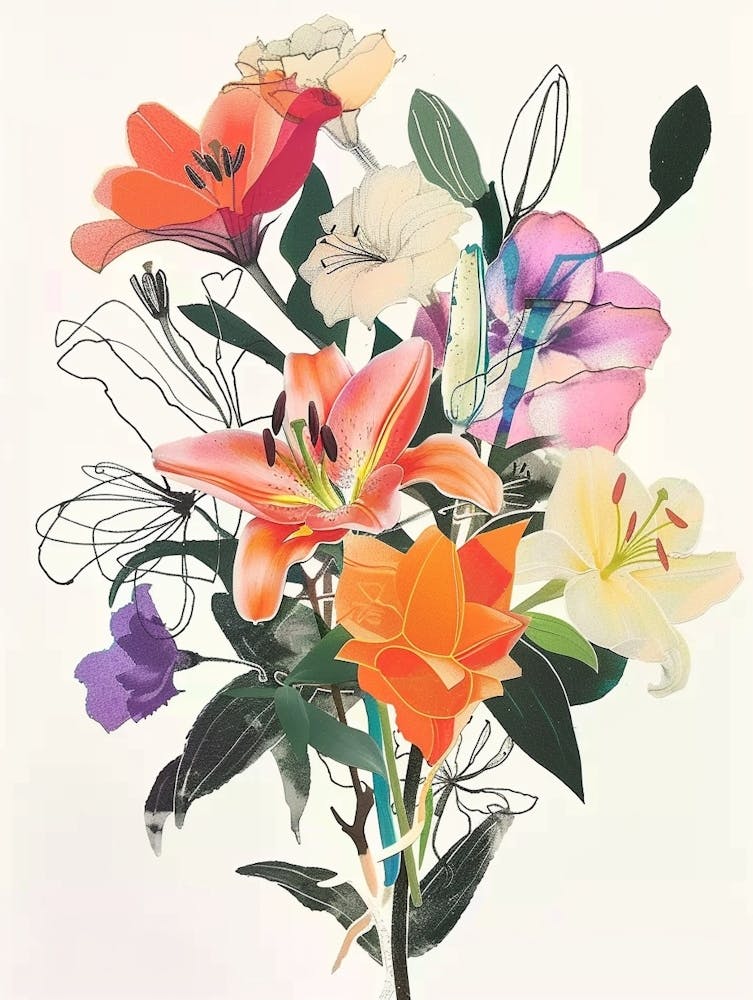 Lily 2 Collage Flower Bouquet