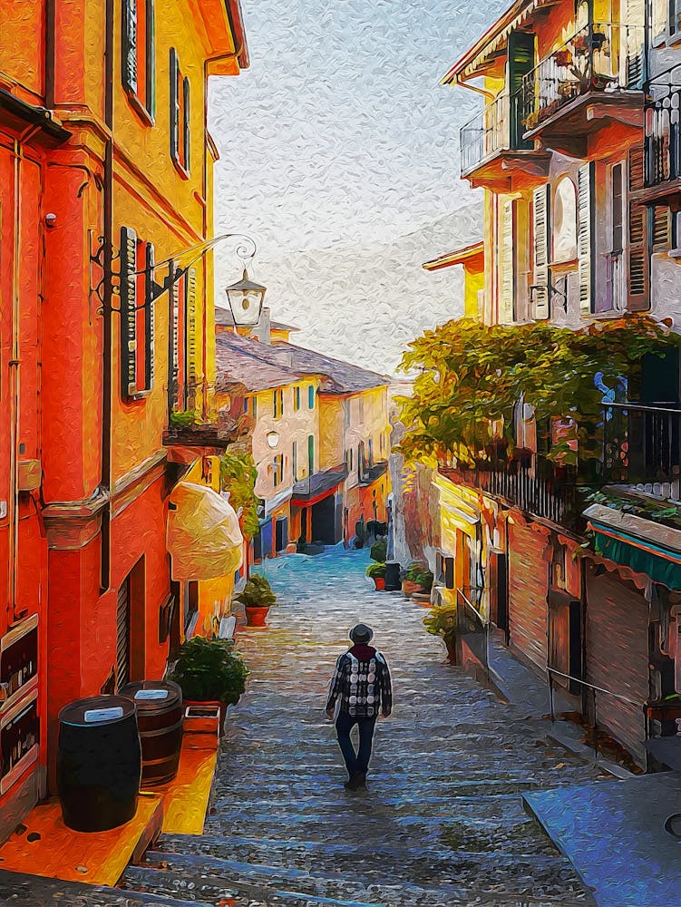 Empty Alley Of Traditional Village, Italy