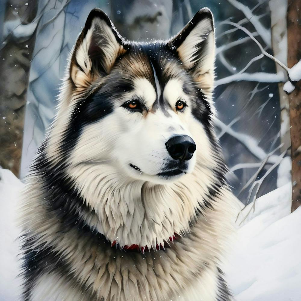 Husky Dog Design In The Snow Watercolor Trending On Artstation Sharp Focus Studio Photo Intrica (1) 1