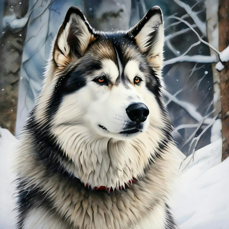 Husky Dog Design In The Snow Watercolor Trending On Artstation Sharp Focus Studio Photo Intrica (1) 1