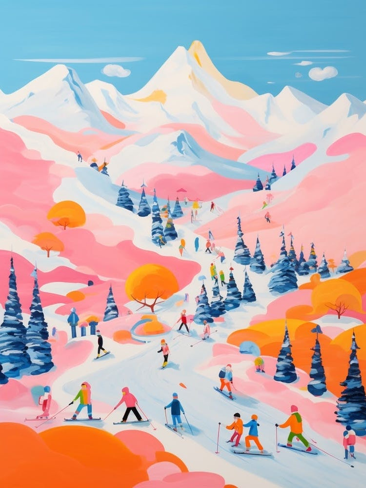 Abstract Impressionist Ski Hill 2