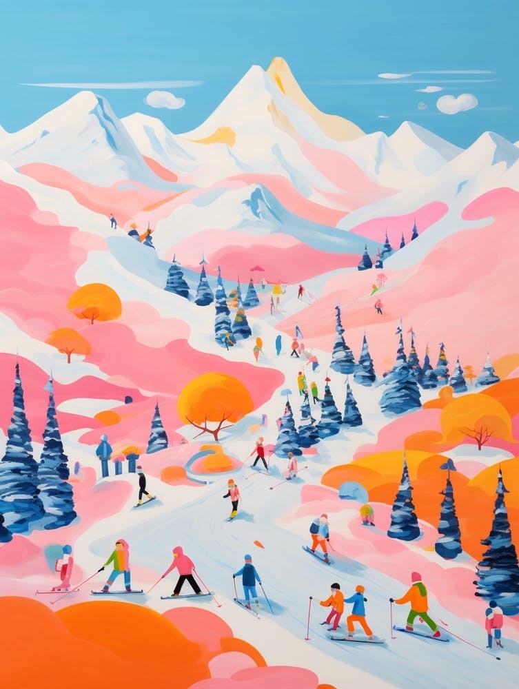 Abstract Impressionist Ski Hill 2